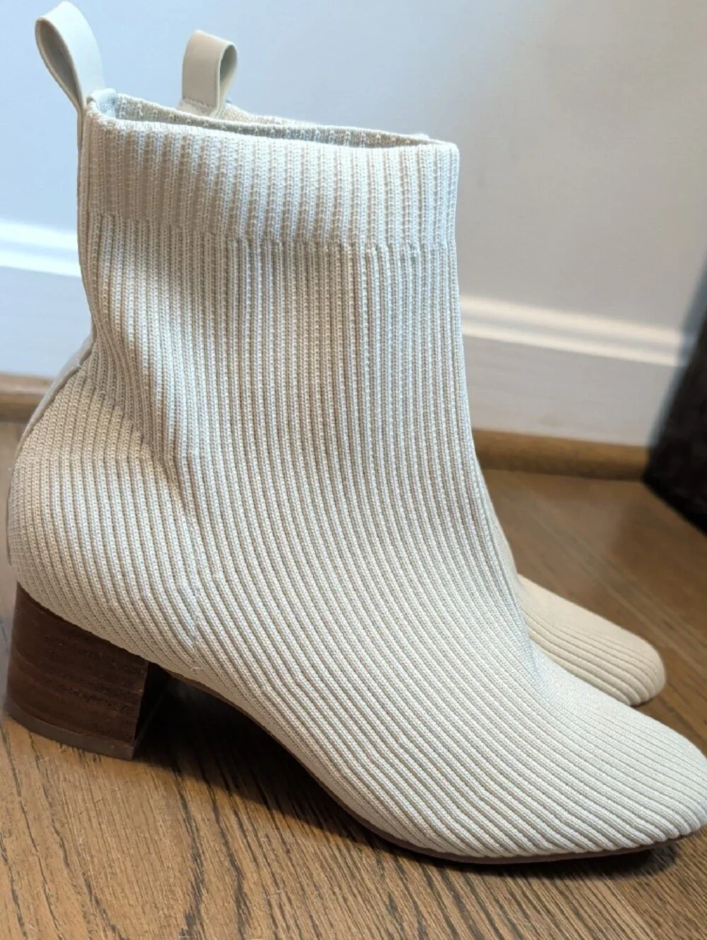 Joie Cream Knit Sock Ankle Boots
